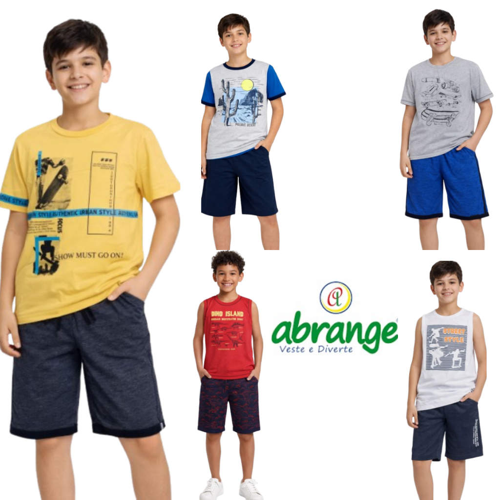Conjunto Menino Infantil Juvenil Verão Abrange Casual Short Bermuda Confortável Tamanho 12 a 14