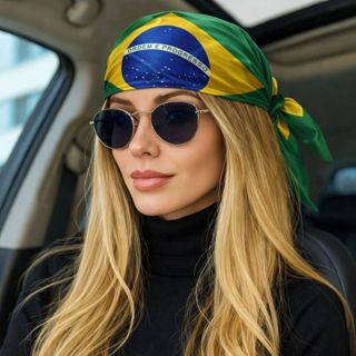 Lenço Bandana Bandeira do Brasil | Copa Jogo Seleção - Unissex Brilho Premium em Oferta na Shopee