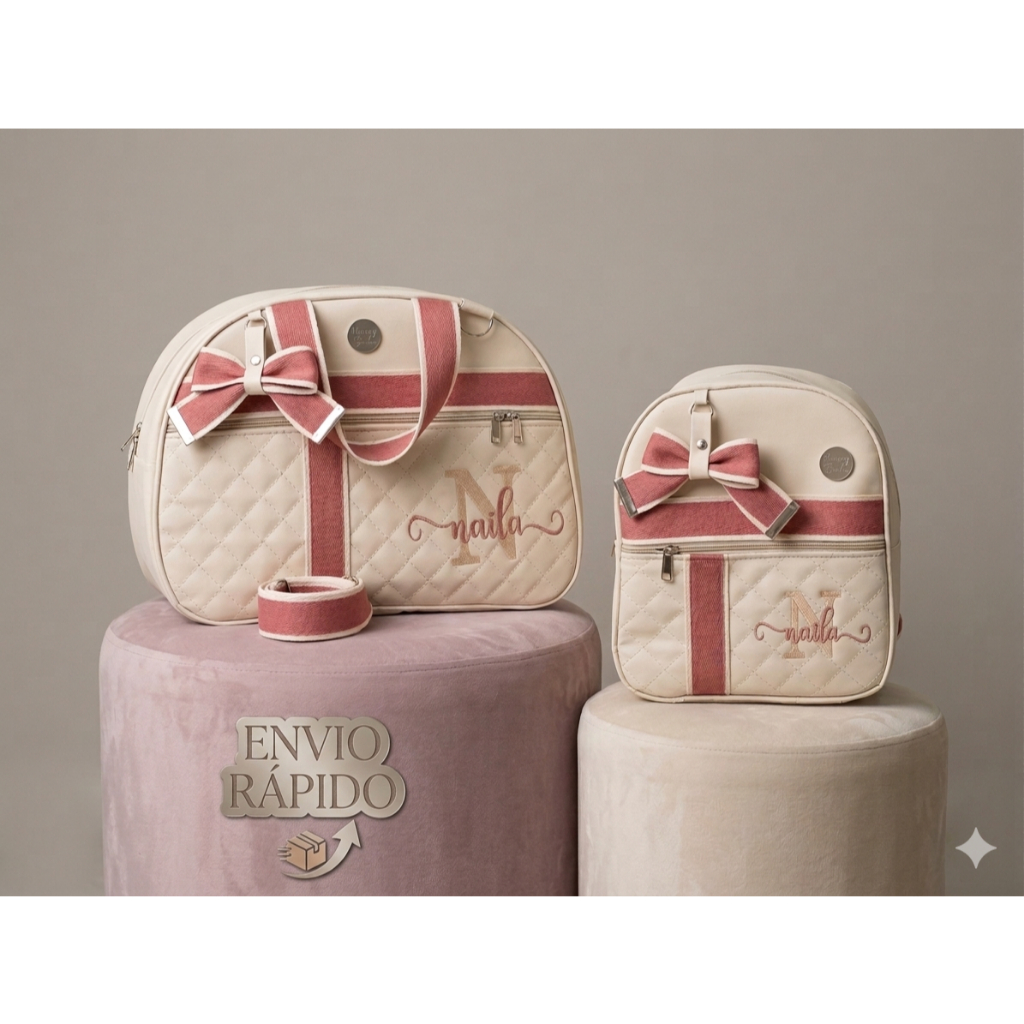 Bolsa Maternidade Perssonalizada LUXO 2 Peças  Com a Inicial e Nome do Bebê Menino e Menina em Oferta na Shopee