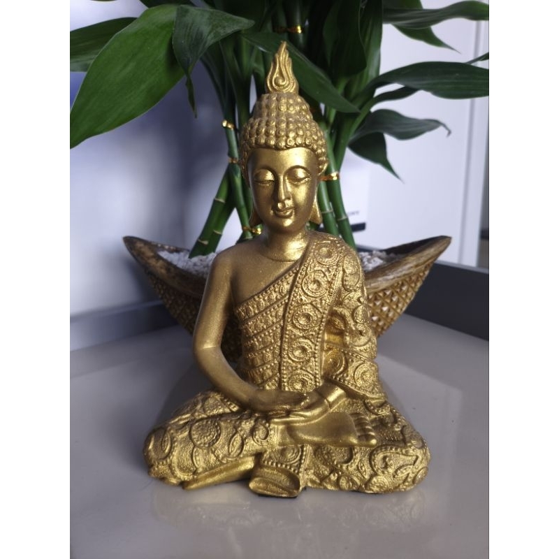 Imagem Estátua Buda Sidarta Dourada 22cm