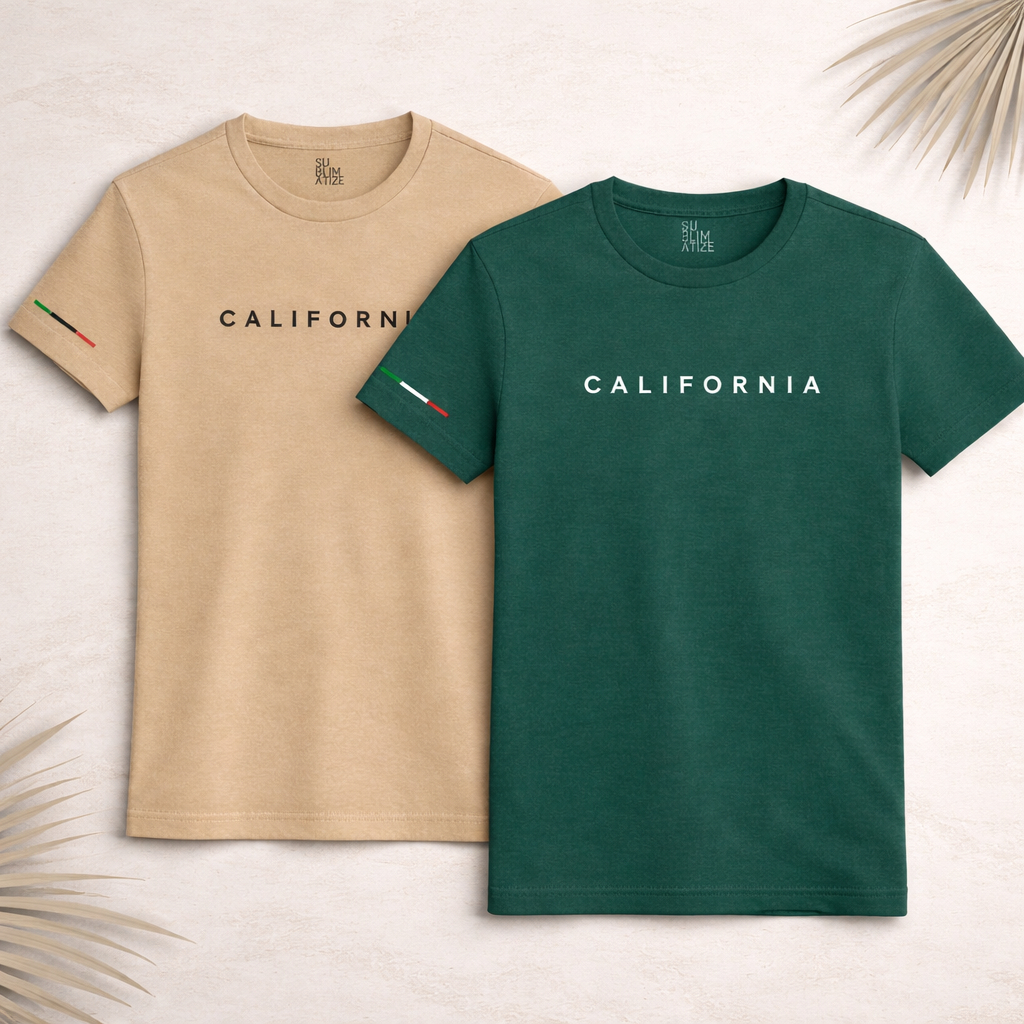 Kit 2 Camisetas Masculinas California 100% Algodão Várias Cores em Oferta na Shopee