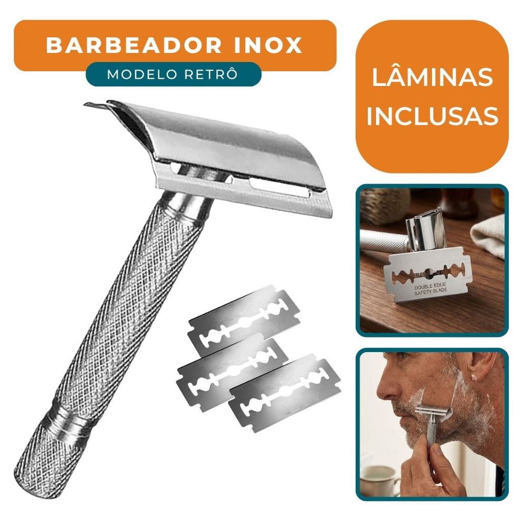 Aparelho De Barbear Articulado Barbeador Clássico Retrô Antigo Barba e Bigode Com 16 Laminas Inox em Oferta na Shopee