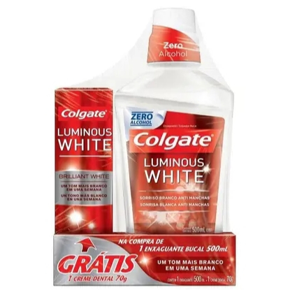 Kit Enxaguante Colgate Luminous White 500ml+Creme Dental 70g