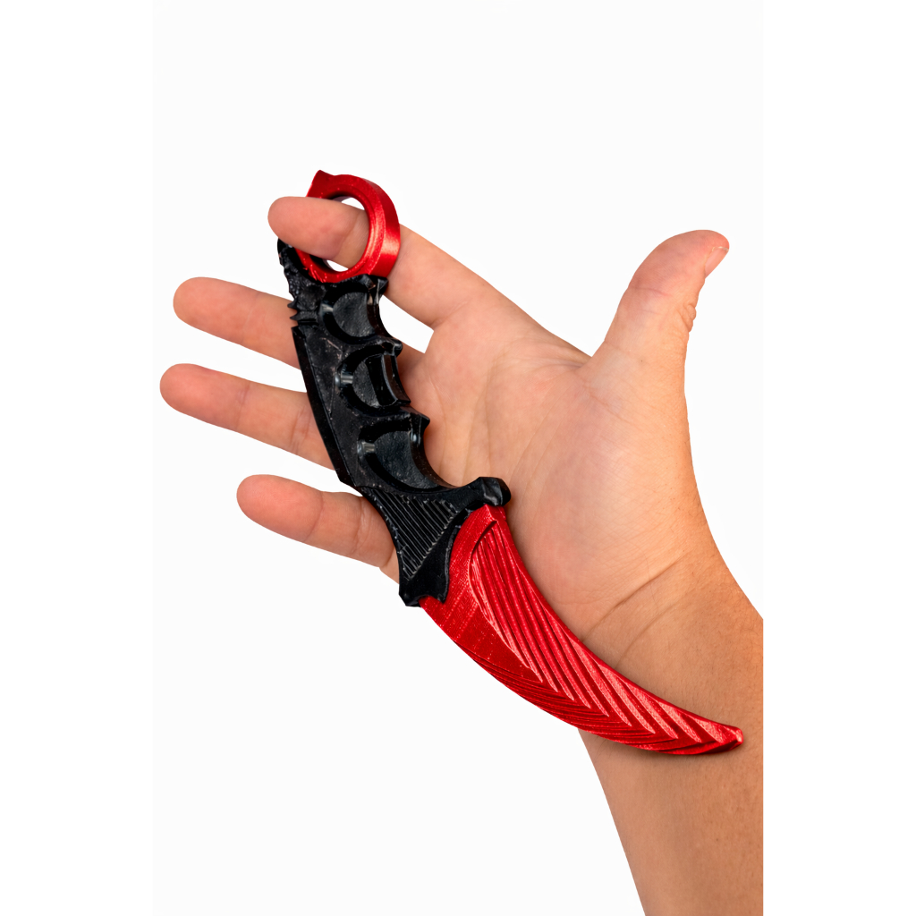 Faca Karambit 20cm – Decoração Gamer e Colecionável cs2 vermelha