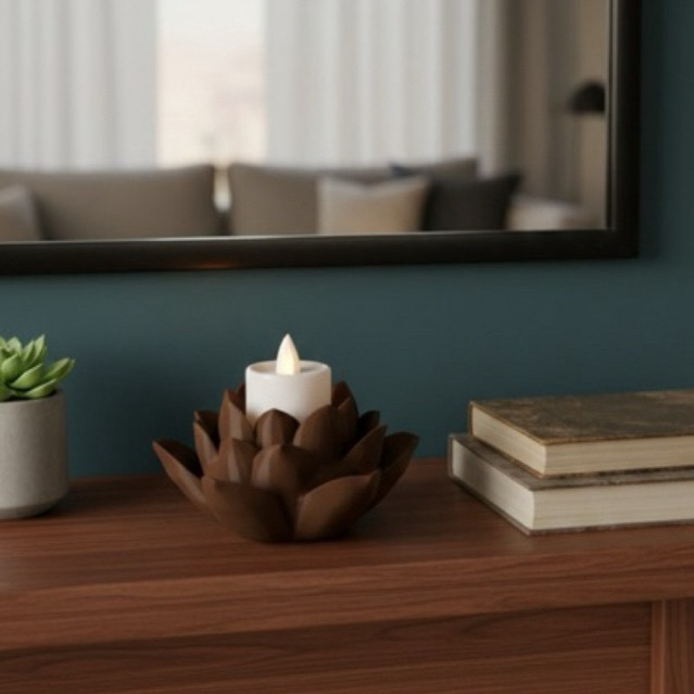 Imagem Porta Vela Flor de Lótus Decorativo | Suporte para Vela de Chá | Decoração Zen