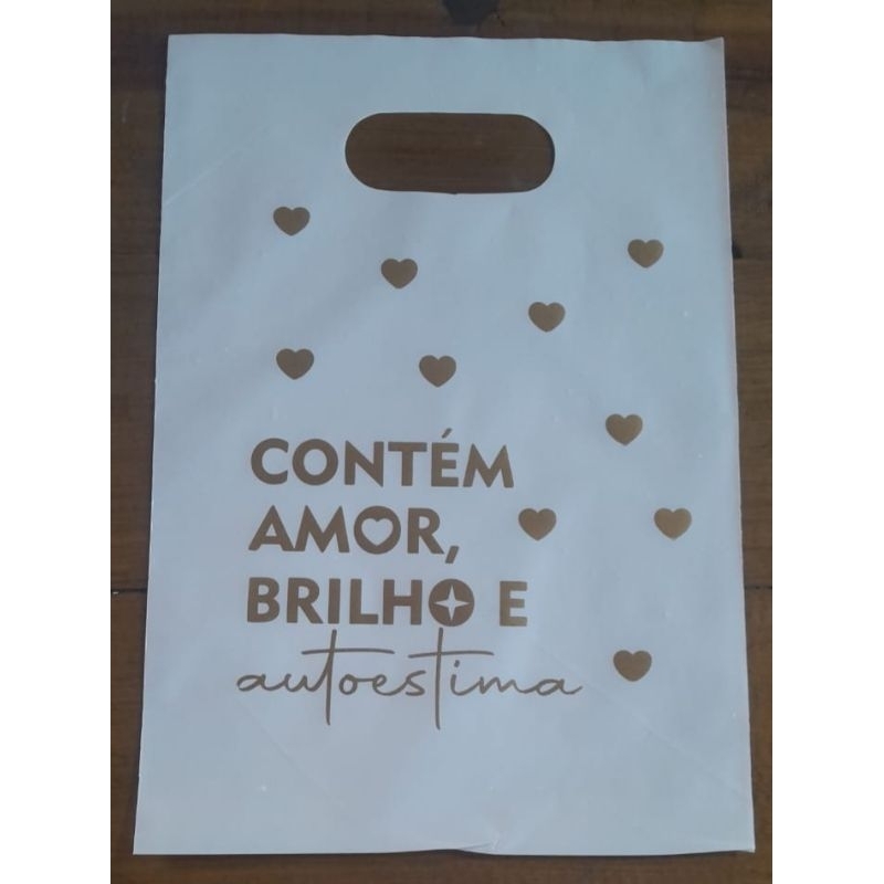 50 SACOLAS PERSONALIZADA (CONTÉM AMOR, BRILHO E AUTOESTIMA) - SEGUNDA LINHA