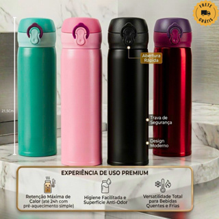 Garrafa Térmica Inox Água Gelada Garantida Por 12horas Quente e Frio Squeeze Premium 400ml em Oferta na Shopee