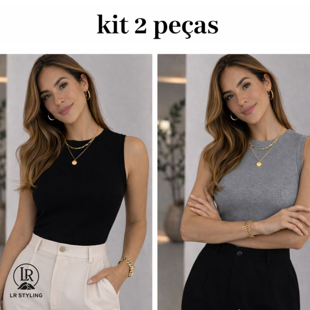 Blusa Regata Feminina Canelada Ribana Algodão com Elastano Modelo Estilo Moderno Básico  Confortavél