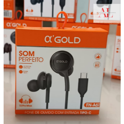 Atacado 3/5/10 Fones de Ouvido Tipo C Estéreo com Microfone USB-C para Android Compatível Samsung Xiaomi (AGOLD A61)