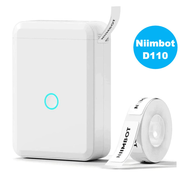 Niimbot D110 Impressora De Etiqueta Térmica Portátil Sem Fio Bluetooth + 1 Rolo Etiqueta
