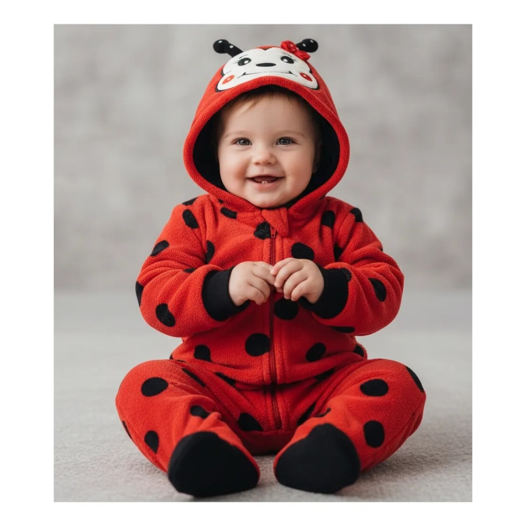 Macacão Manga Longa Roupa Para Bebê Menina Menino Inverno Quentinho Em Plush Zíper Bordado Capuz Bichinhos Mesversário