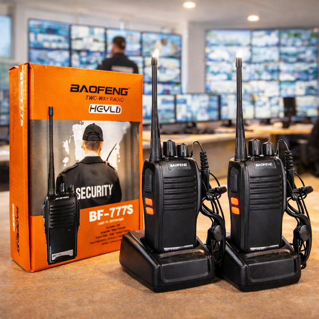 Par Rádio Comunicador Walkie Talkie Baofeng 777s 16 Canais + Fone Profissional em Oferta na Shopee