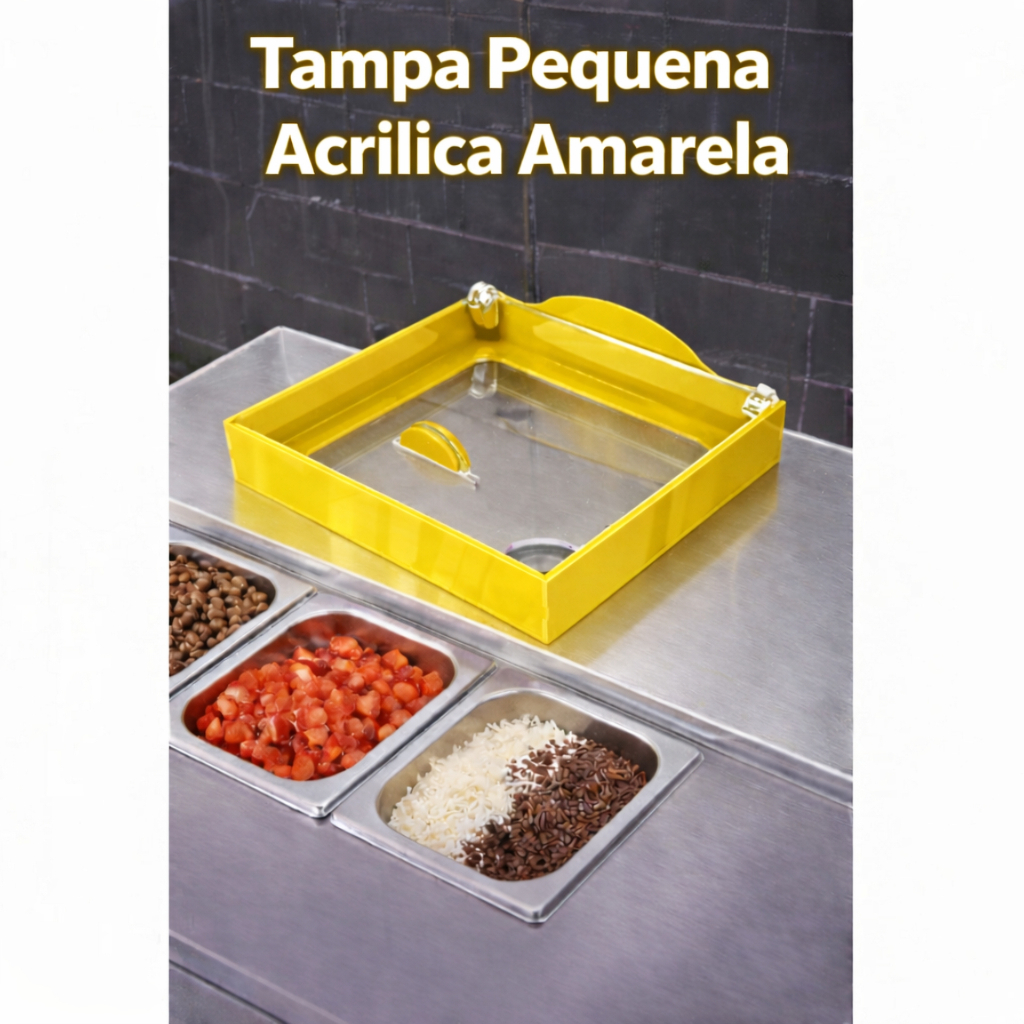 Kit Tampas Amarela Pequena para acompanhamentos complemento de açaí e sorvetes em acrílico