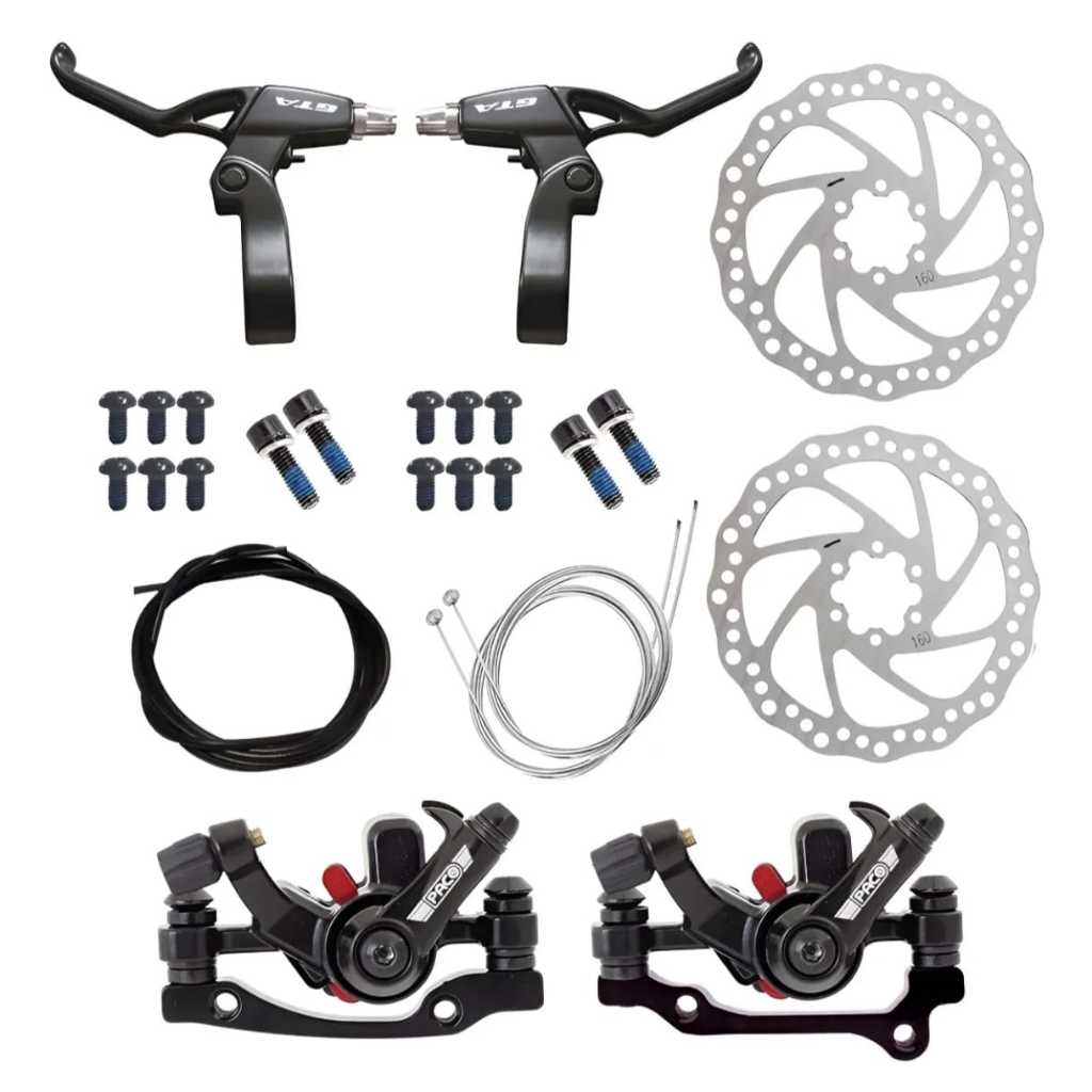 Kit Freio A Disco Mecanico Bike Manete Alumínio Cabos Conduítes