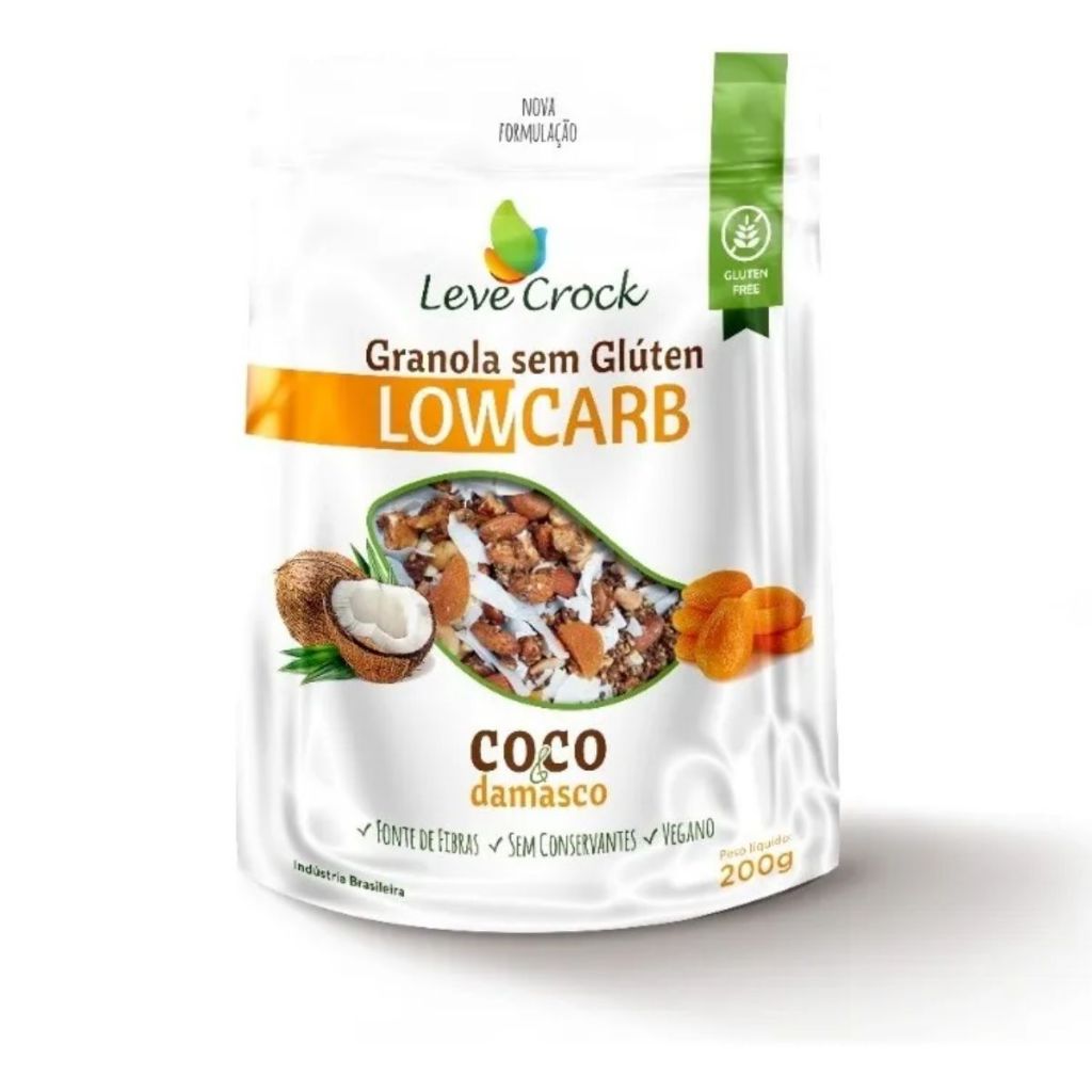 Granola Coco E Damasco Low Carb Sem Glúten Leve Croc 200g