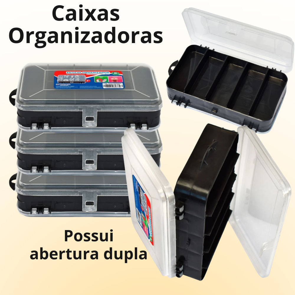 Caixa Estojo Organizador até 4 Maleta Parafuso Pesca porcas Agulha Aviamentos ferramenta