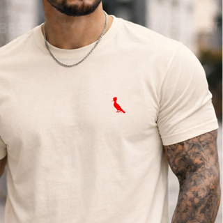 Camiseta Masculina Verde Premium Minimalista Algodão Conforto Luxo Casual Top em Oferta na Shopee