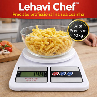 Balança Digital de Cozinha, Alta Precisão, Capacidade 10kg Compacta Portátil, Lehavi Chef™ em Oferta na Shopee