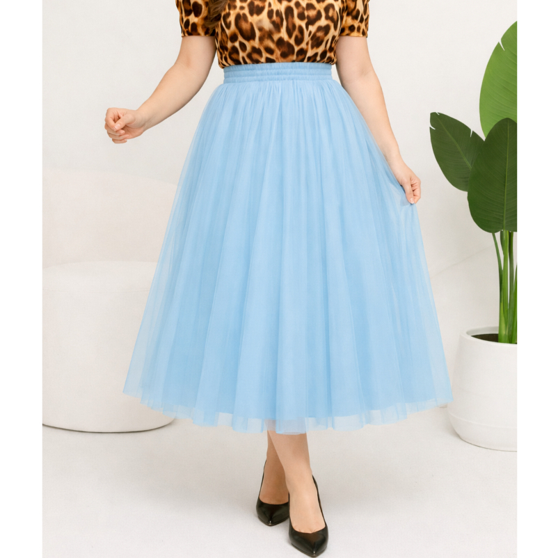 Saia Tule Midi tule suave forro grosso maxi midi