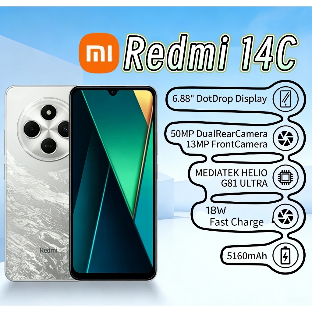 Xiaomi Redmi 14C Dual SIM Dual Standby Smartphone 4/64G/8/256G 5160 MAH em Oferta na Shopee