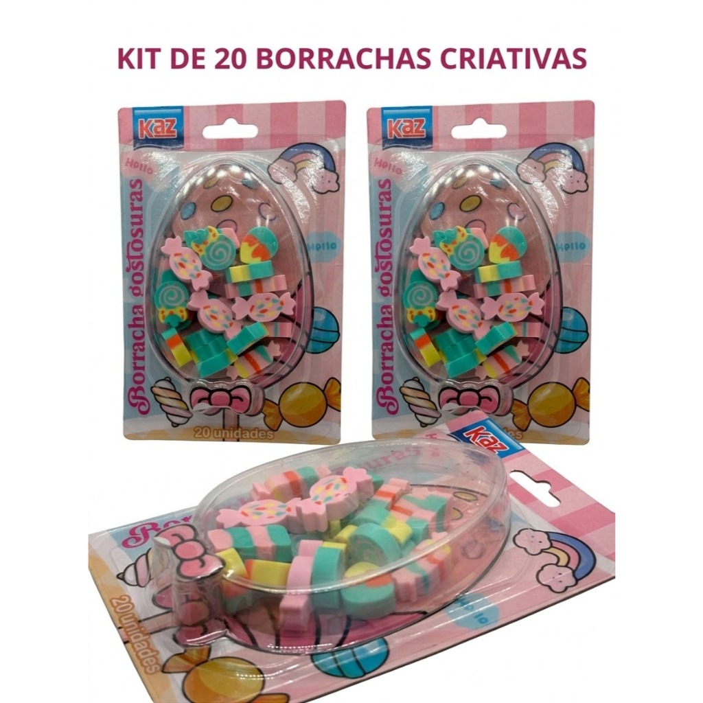 Kit Mini Borrachas Divertidas Borrachas Pote Temático