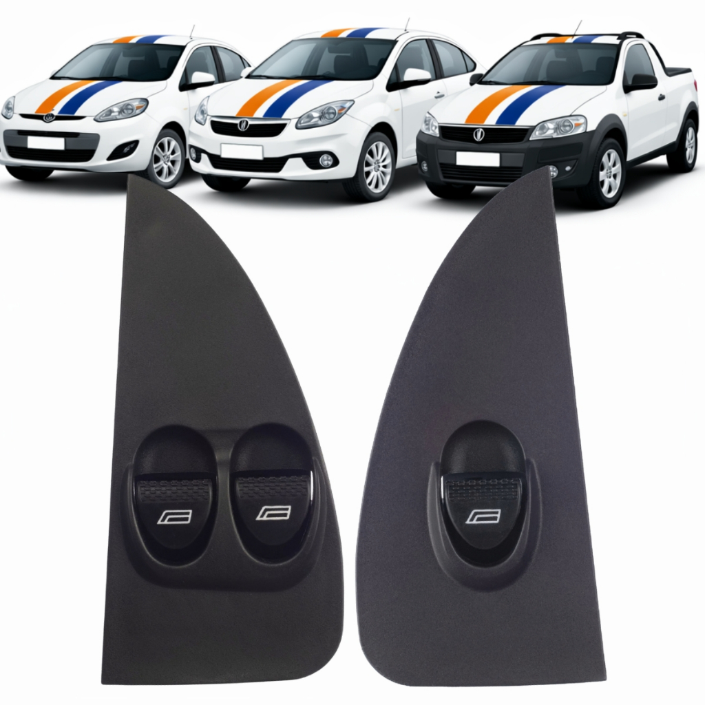 Kit Interruptor Vidro Elétrico Fiat Palio Siena Strada Weekend Duplo + Simples LED Âmbar 100157736 100157737 10345137