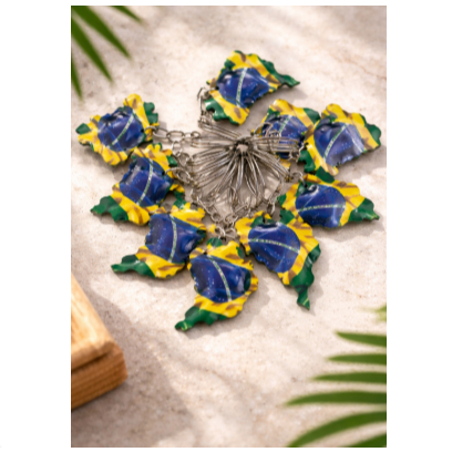 Kit 12 Chaveiros Mapa do Brasil MDF Bandeira do Brasil Lembrancinha Patriótica Eventos Festas
