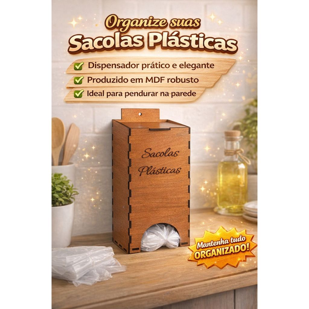 Puxa Saco MDF de Parede com Tampa – Porta Sacolas Plásticas Organizador Cozinha decoração em Oferta na Shopee