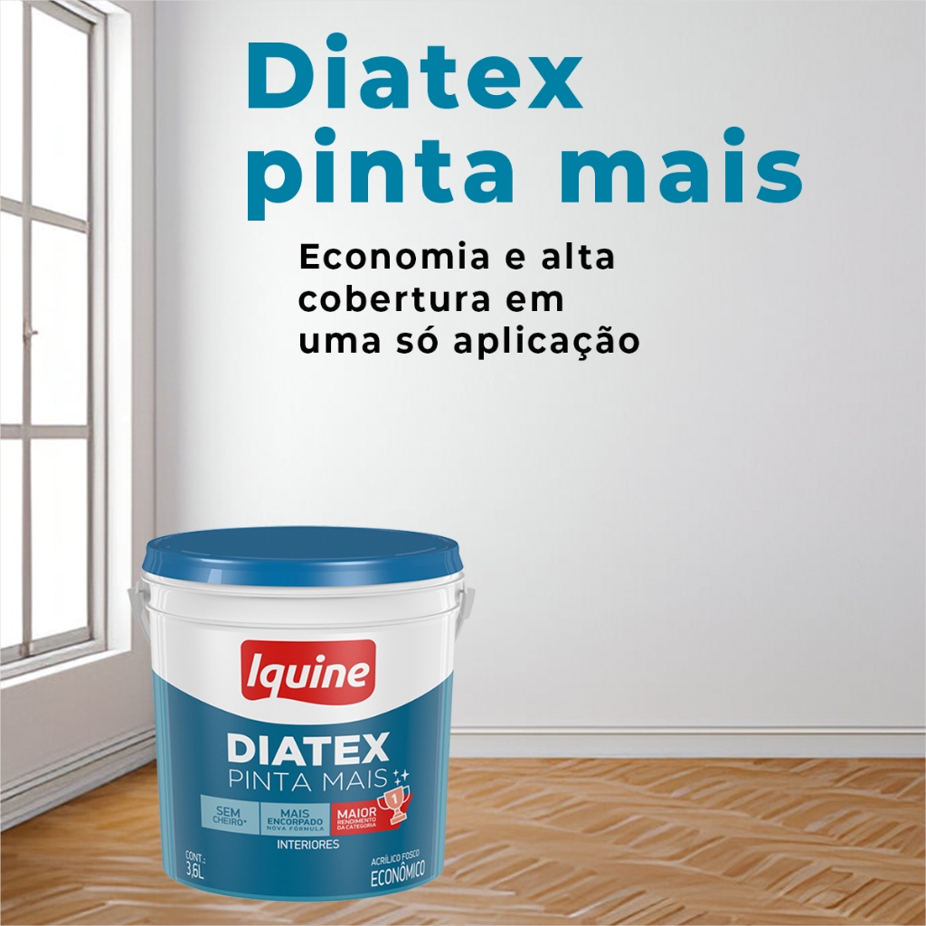 Tinta Látex Econômica Branco Neve aveludado 3,6L Diatex Pinta Mais Iquine · foto 2