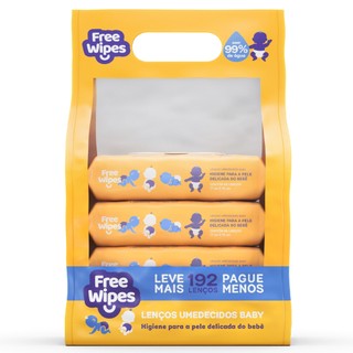Promo Pack 4 Lenços Umedecidos Baby Free Wipes – Cuidado Puro (192un.)