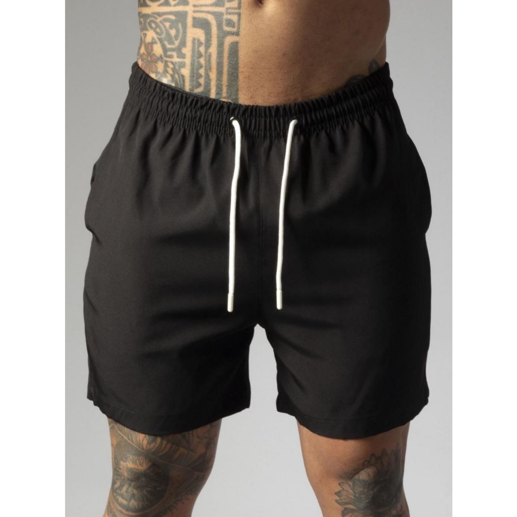 Shorts Masculino Tactel com Elastano Liso Básico – Bermuda Casual Praia, Treino e Academia