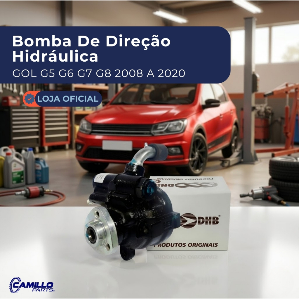 Imagem Bomba Direção Hidráulica DHB Volkswagen Gol Voyage Saveiro G5 G6 G7 G8 2008 a 2015