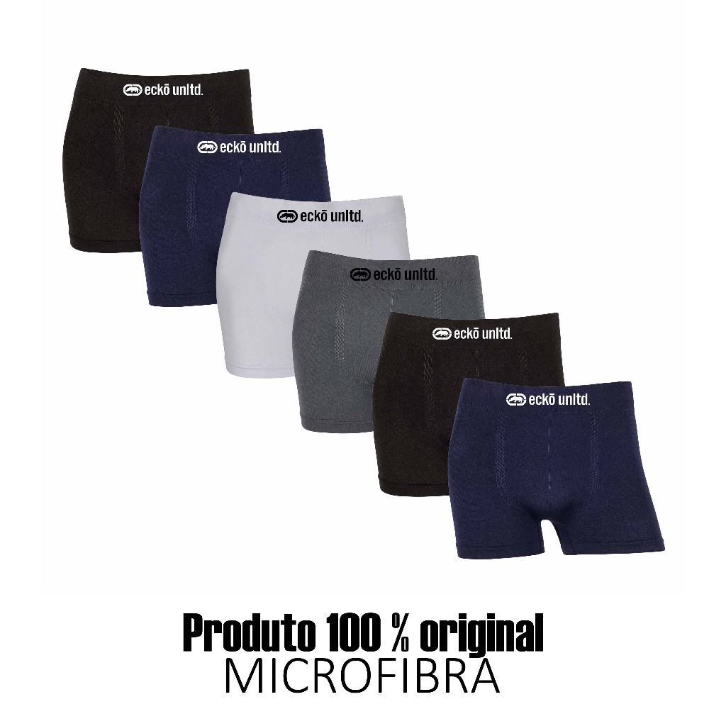 Kit 3 ou 6 cuecas boxer Ecko Sem Costura em Microfibra