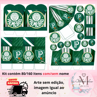 Kit com 80/160 itens lembrancinhas TEMA TIME PALMEIRAS (COM/SEM NOME) - Envio rápido!!! em Oferta na Shopee