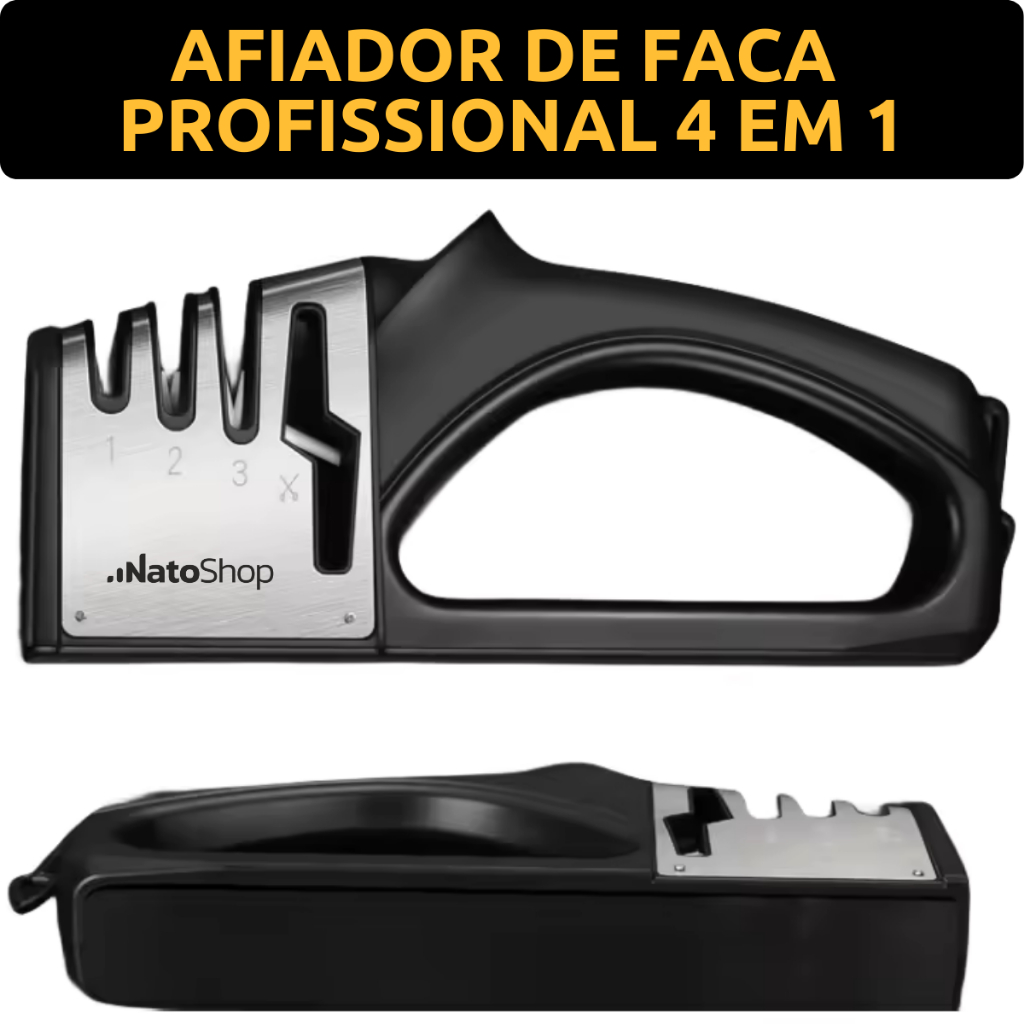 Afiador de Facas e Tesouras Profissional 4 Em 1 Amolador Polidor Manual Tungstênio Cerâmica Diamantado