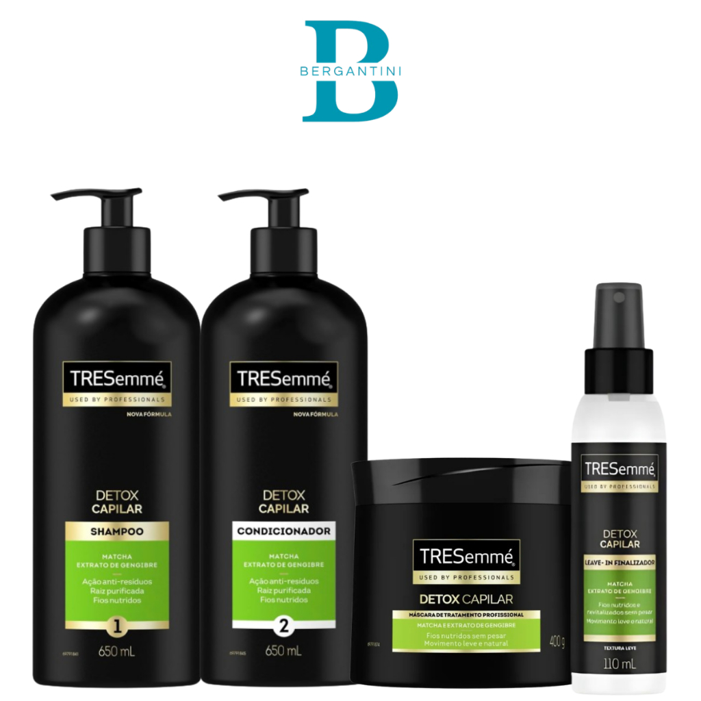 Kit TRESemmé Detox Capilar Shampoo e Condicionador 650ml + Máscara de Tratamento 400g +  Leave-in Capilar