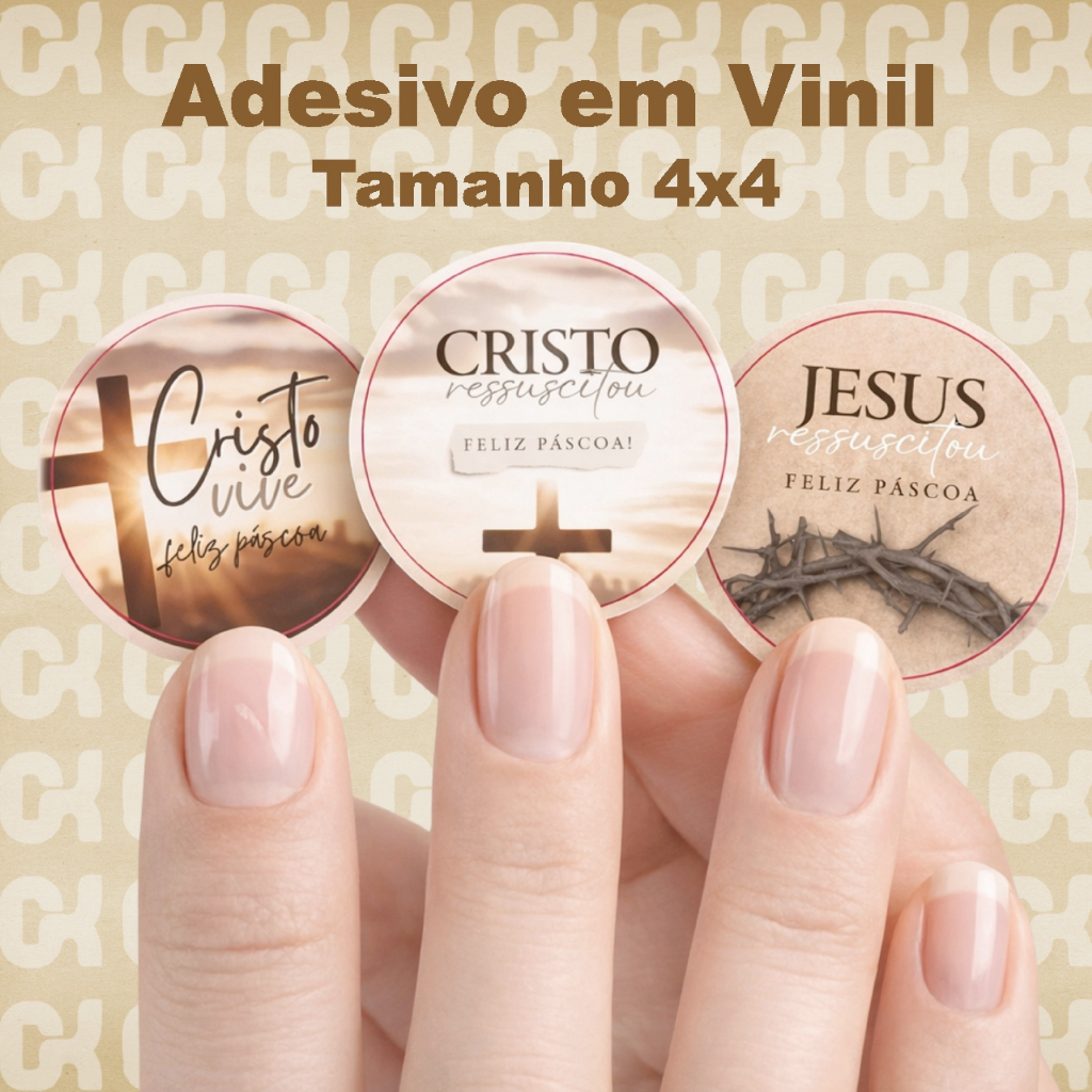 KIT Adesivos Etiqueta Feliz Páscoa Cliente | Adesivo Jesus Cristo Vive Páscoa 4x4 em Oferta na Shopee