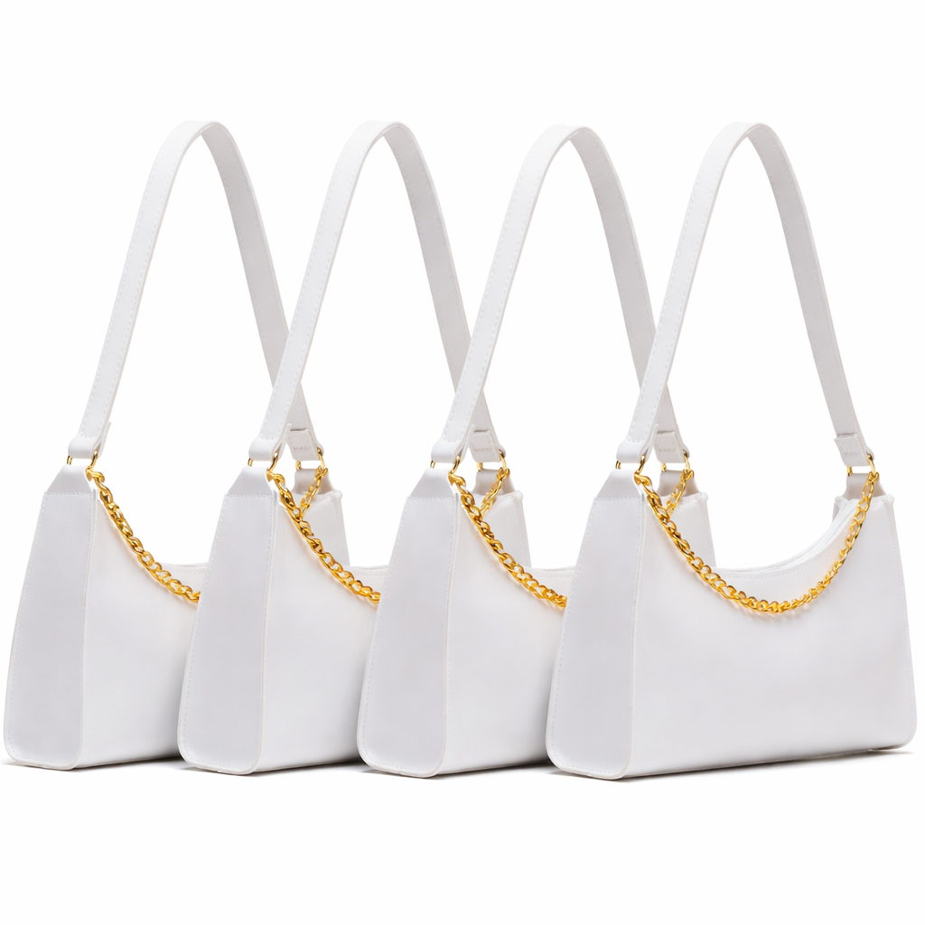 Detalhes do KIT BOLSAS FEMININAS 4 BAGUETES LISAS PEQUENAS CORRENTES DE OMBRO E DE MÃO PEQUENAS MEIA LUA CORES!!