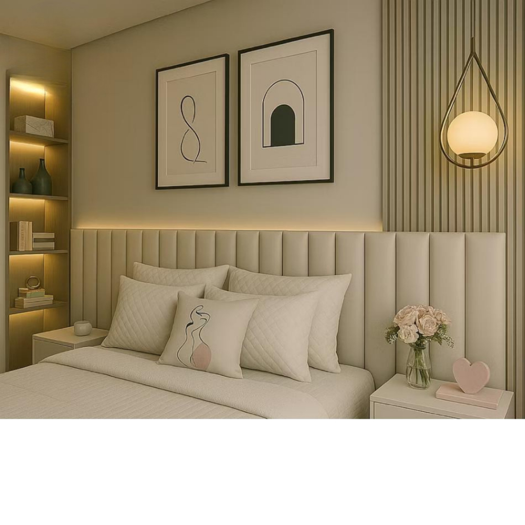 Kit 20 Placas Cabeceira Estofada 60x20cm | Modular e Autocolante