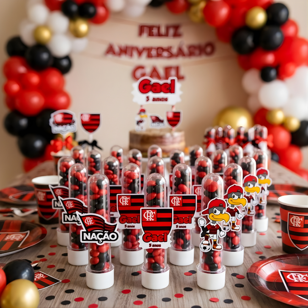 APLIQUES TUBETES FLAMENGO - LEMBRANCINHAS PERSONALIZADAS - FESTA INFANTIL - MÊSVERSÁRIO