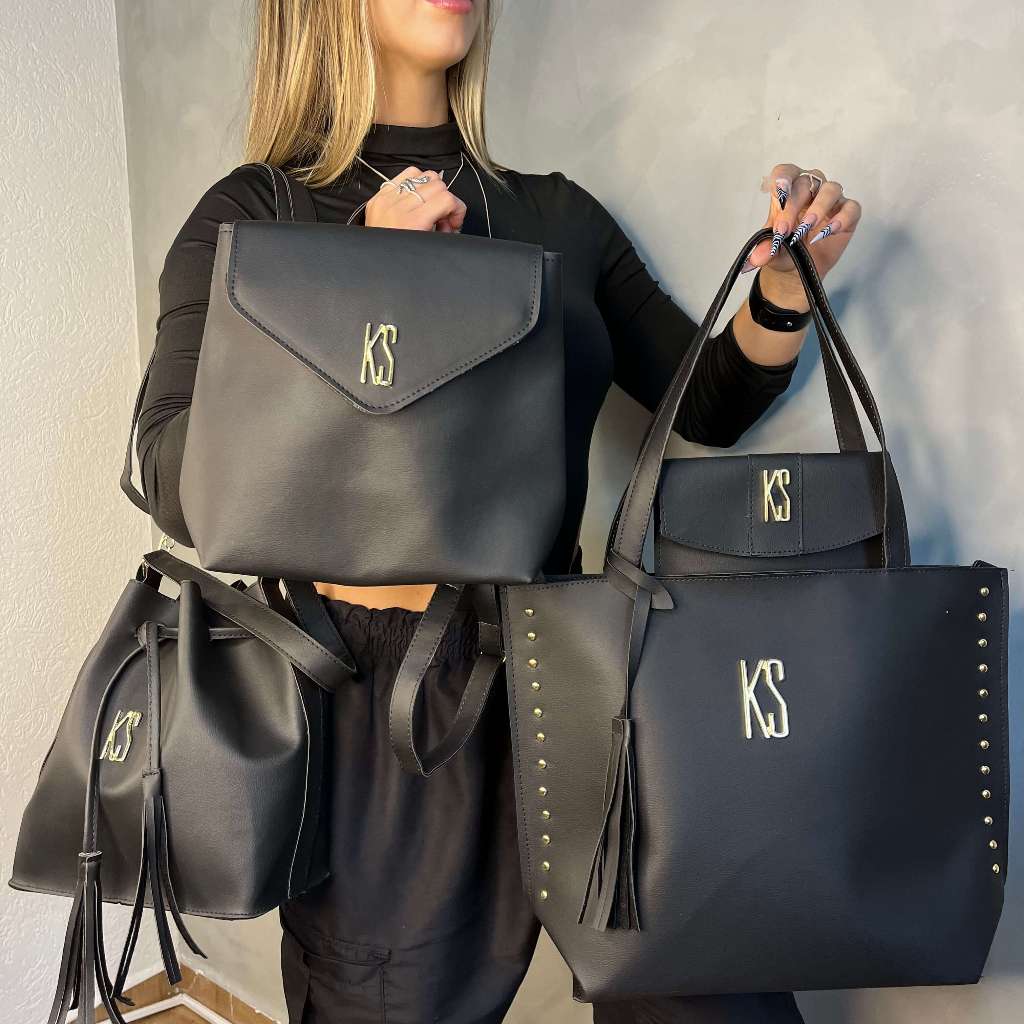Kit Bolsa Feminina Sacola London Tote Grande + Saco London + Mochila + Porta Documento Kit London 4 PÇS