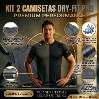Kit 2 Camiseta Esportiva Lisa Dry Fit Premium M Ao Plus Alta Performance Caimento Impecável Moda Masculina em Oferta na Shopee