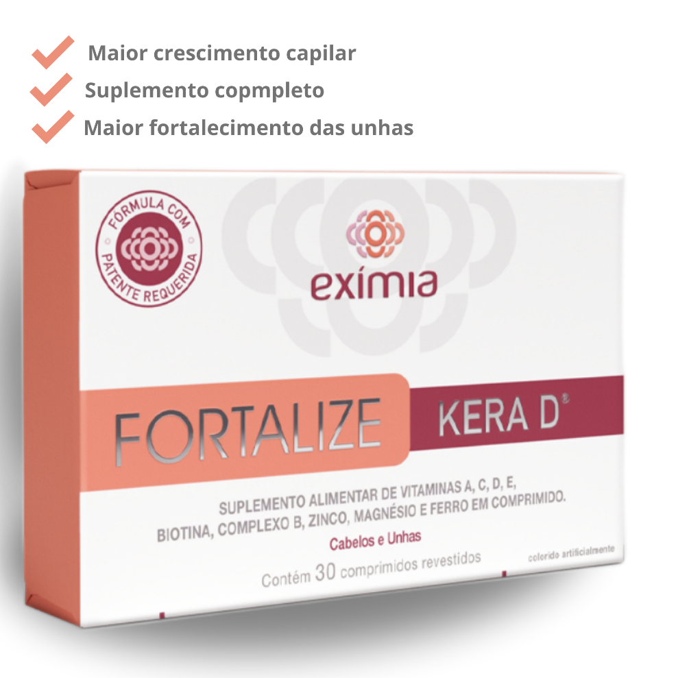 Exímia Fortalize Kera D Crescimento Capilar Anti Queda Cabelo Unhas 30 Comp em Oferta na Shopee