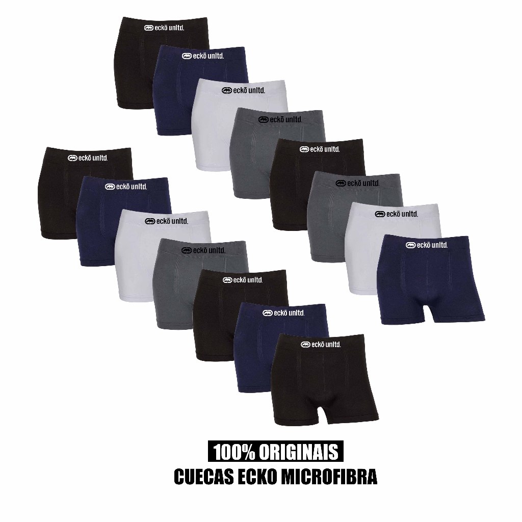 Kit 7 ou 15 cuecas boxer Ecko Original Microfibra