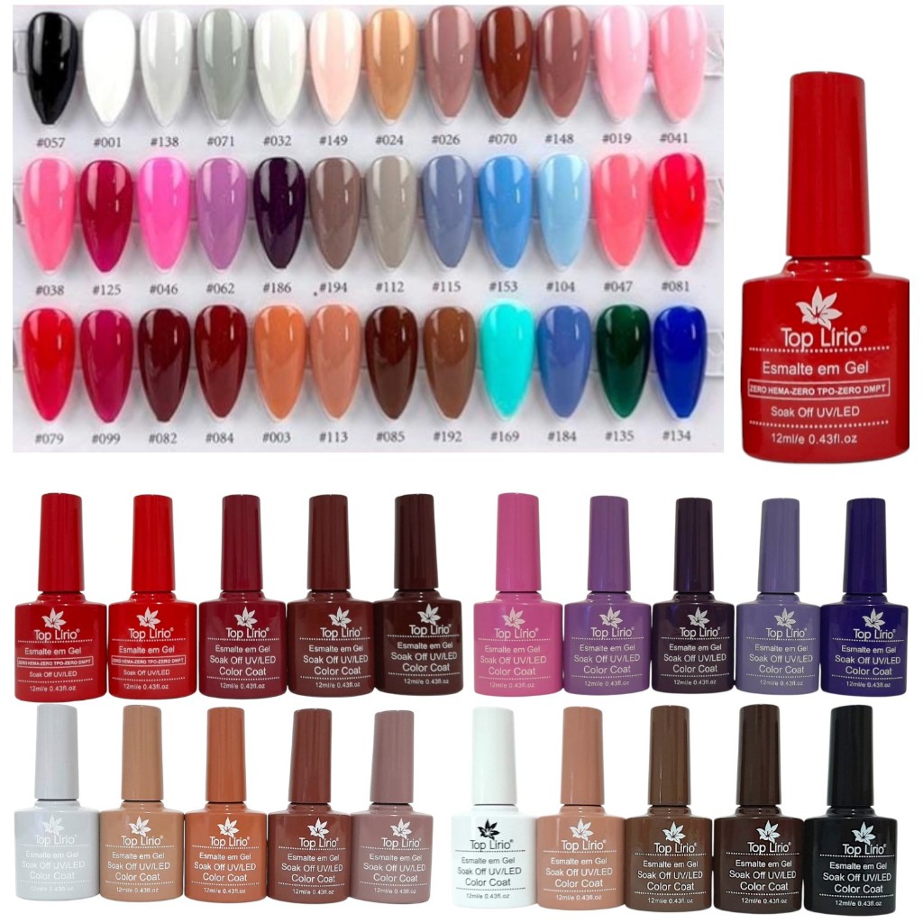 Kit esmaltes em gel sortidos 6 ou 12 led uv lirio/ k&s/XD 7,5 ml