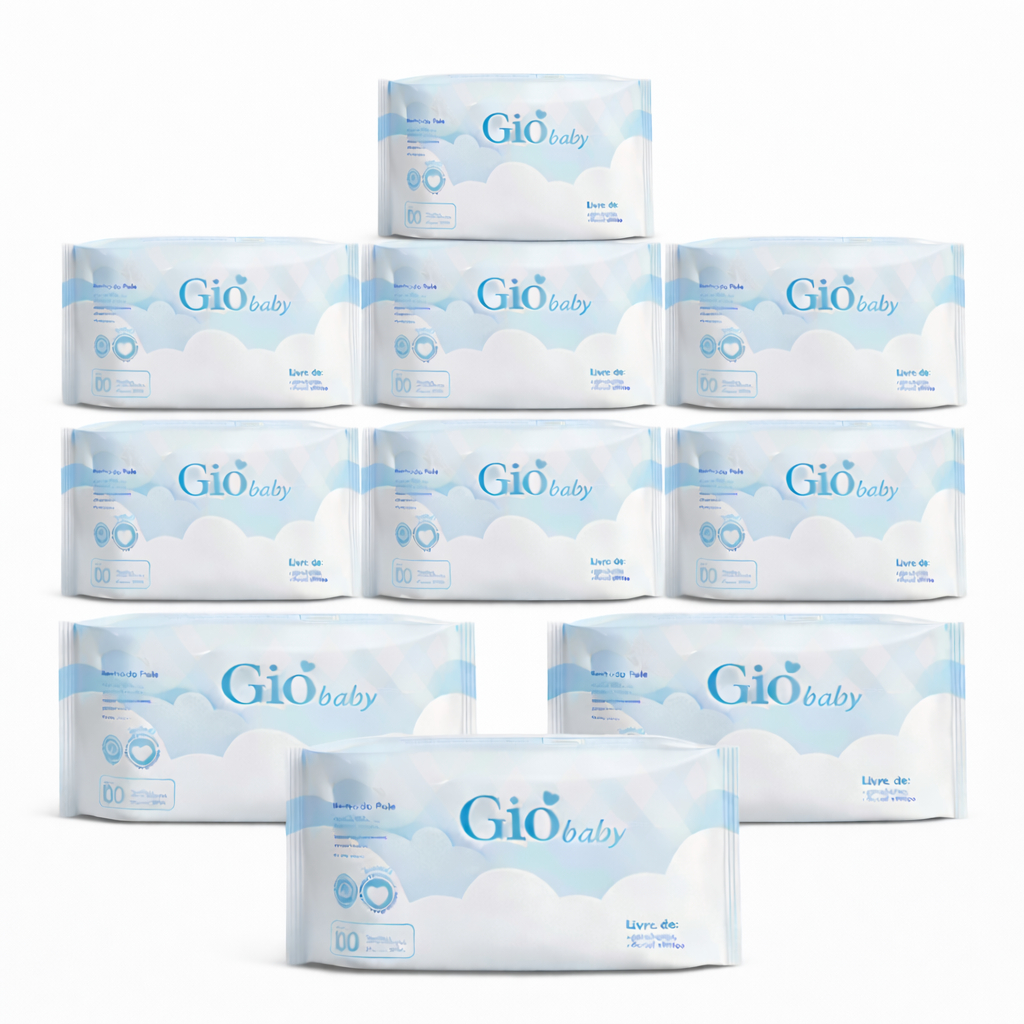 Kit 12 Toalhas Umedecidas GIO BABY 100 Folhas 98% Água 19x13