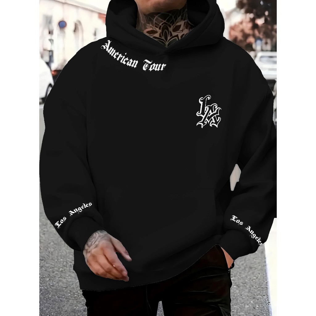 Moletom Canguru AMERICAN TOUR Unissex Estampado Blusa De Frio Streetwear Flanelado Confortável