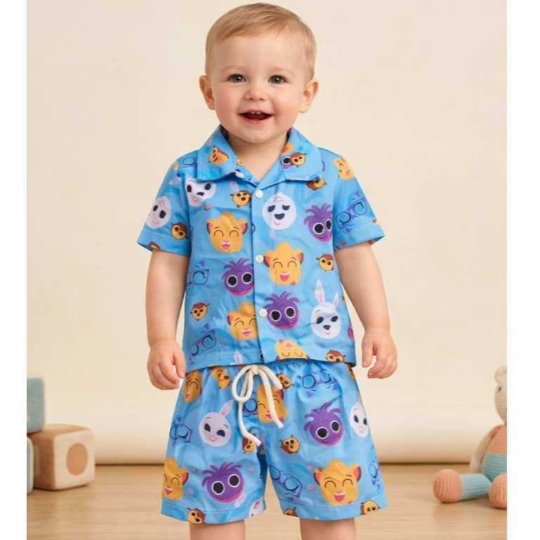 Conjunto Mauricinho para Bebê Camisa e Bermuda Bolofofo e Tematico  ate 6 meses