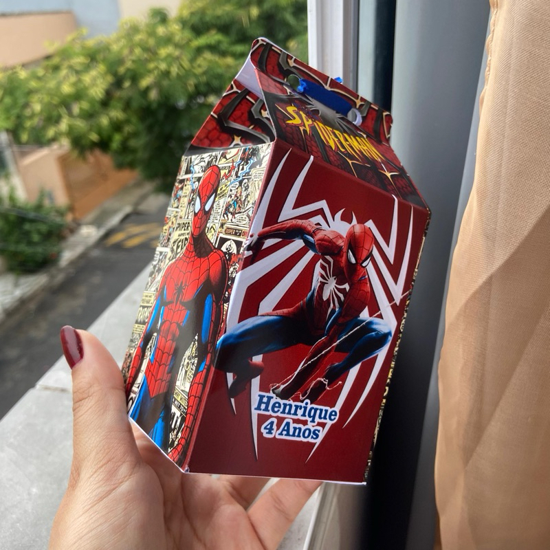 Kit Caixinha Milk Homem Aranha Personalizada com Nome | Lembrancinha Festa Infantil
