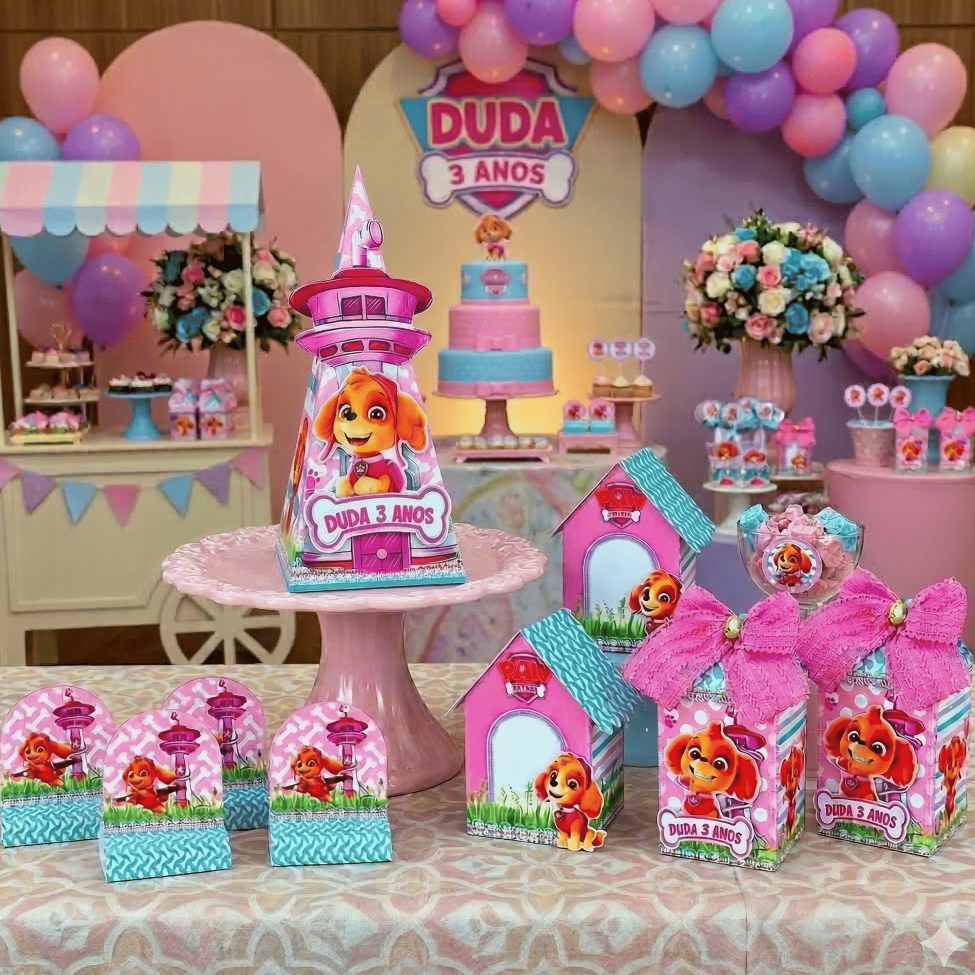 Lembrancinha Skye Patrulha Canina Personalizados Caixinha Sky Skay Aniversário Festa Personalizados